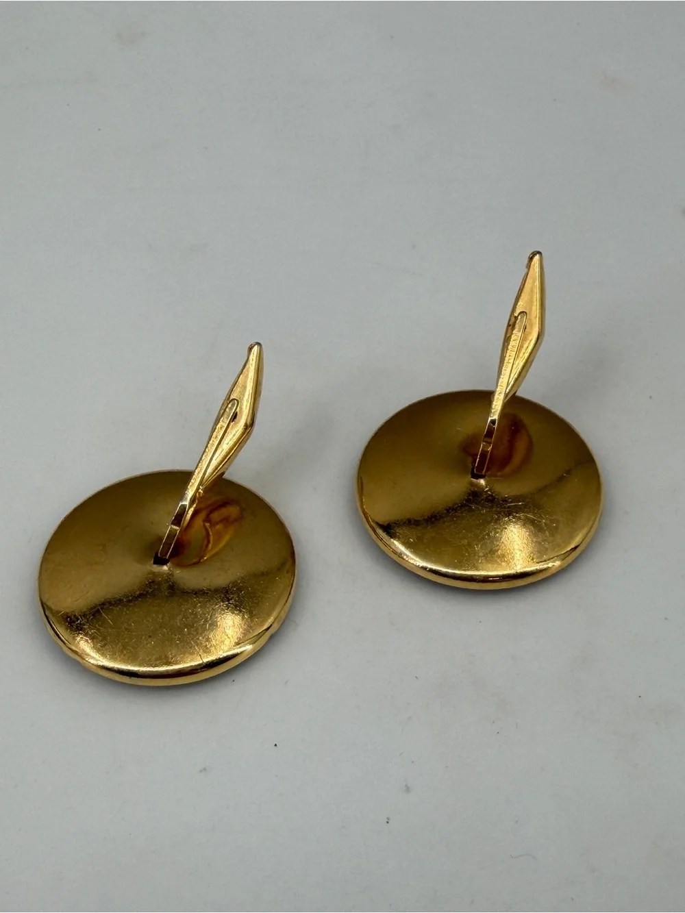 Vintage Black Gold Plated Etched Cufflinks Round Western Formal Damascene Style